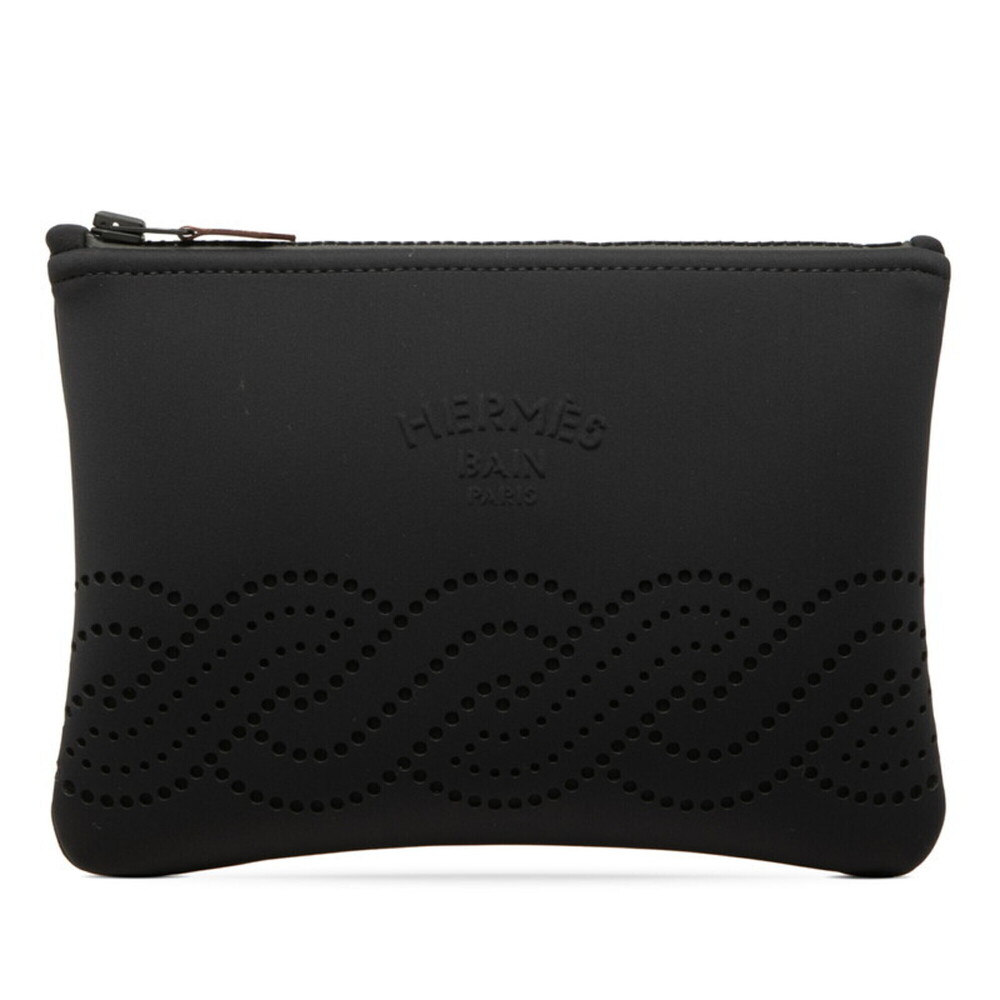 Hermes NeoBain Torsades Marine PM Handbag Pouch Black Nylon Women's HERMES